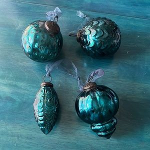 Mercury glass Christmas ornaments, set of 4